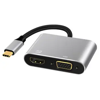 

USB C To HDMI 4K VGA Adapter USB 3.1 Type C USB-C to VGA HDMI Video Converters Adaptor For Macbook Pro/ Chromebook Pix
