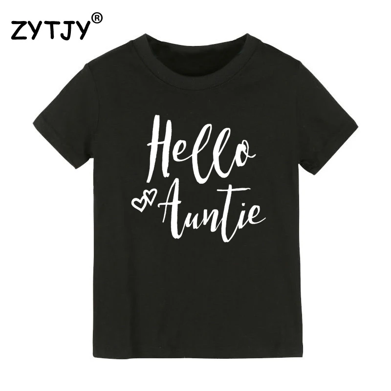 Детская футболка с принтом «Hello Auntie» футболка для мальчиков и девочек, детская одежда для малышей Забавные футболки Tumblr, Прямая поставка, CZ-86