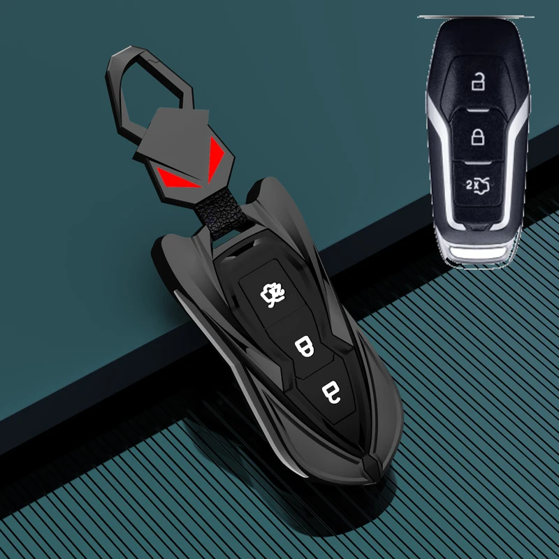 Cassa della copertura chiave in lega 2019 per Ford Fusion Mondeo Mustang F-150 Explorer Edge 2015 2016 2017 2018 Car Styling protezione chiave - H5f194e68c02f419d9d79a89d9d0aa9561