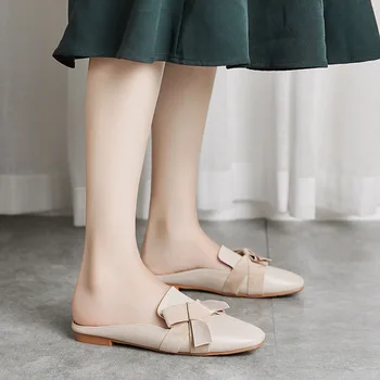 

2019 autumn new fashion simple solid color flat shoes women trend soft and comfortable bow decoration casual shoes