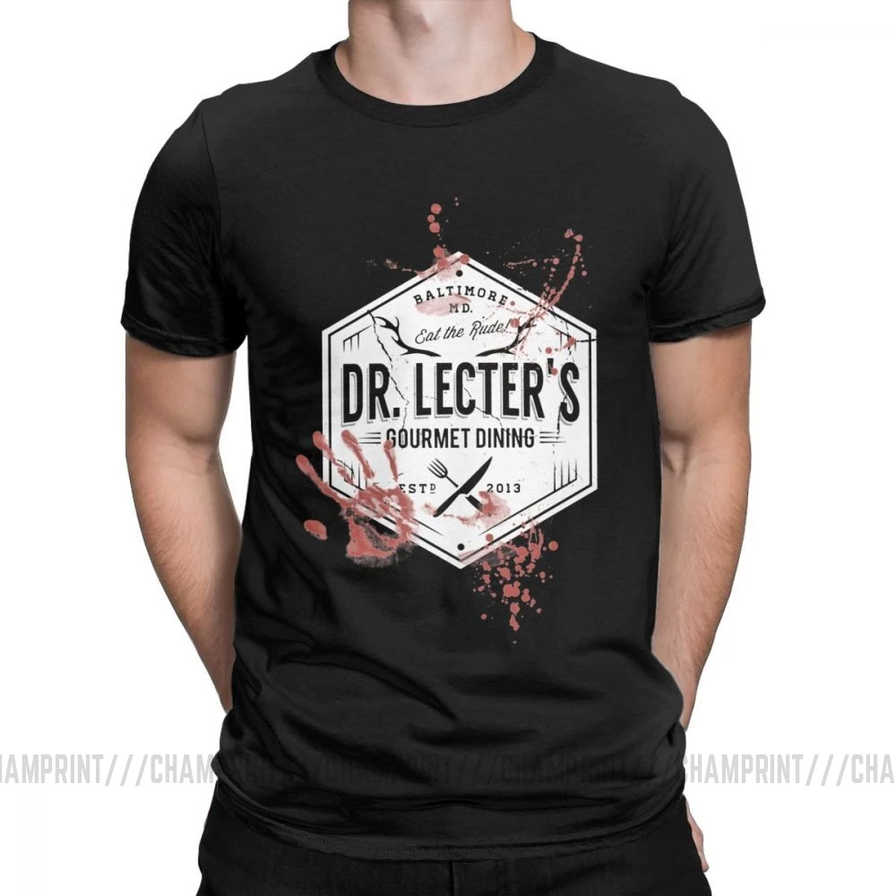 Мужские футболки Dr Lecter's Gourmet Dining Hannibal, футболка Lecter Mads Horror Hannigram, футболка с коротким рукавом, хлопковые топы