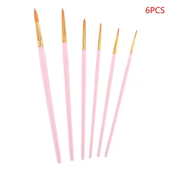 

6pcs Painting Brushes Nylon Hair Watercolor Gouache Paint Brush Fine Tip
