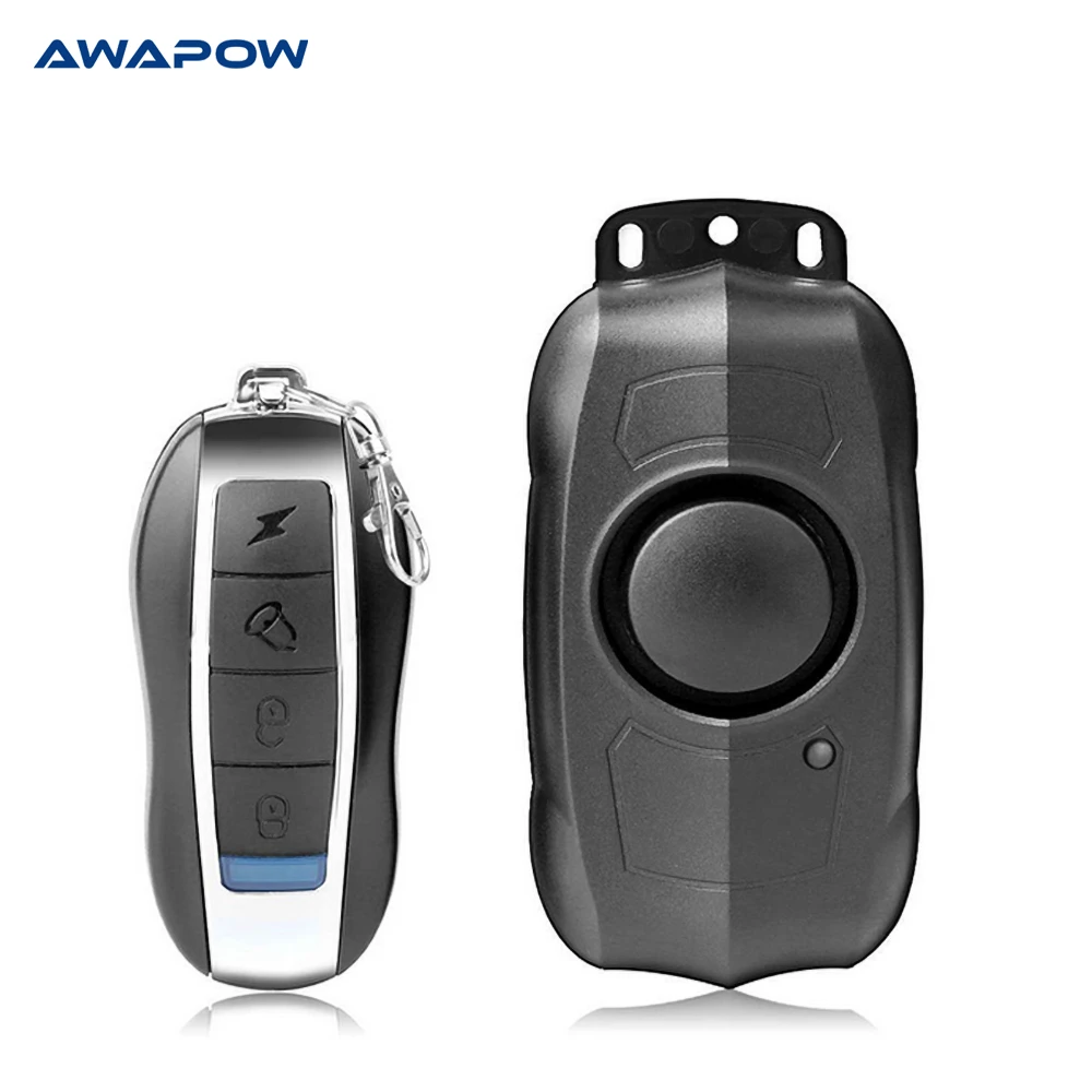 Awapow USB Charging Bike Vibration Alarm Remote Control Security System Scooter Alarm For Motorcycle Anti-Theft Bicycle Alarm wireless panic alarm