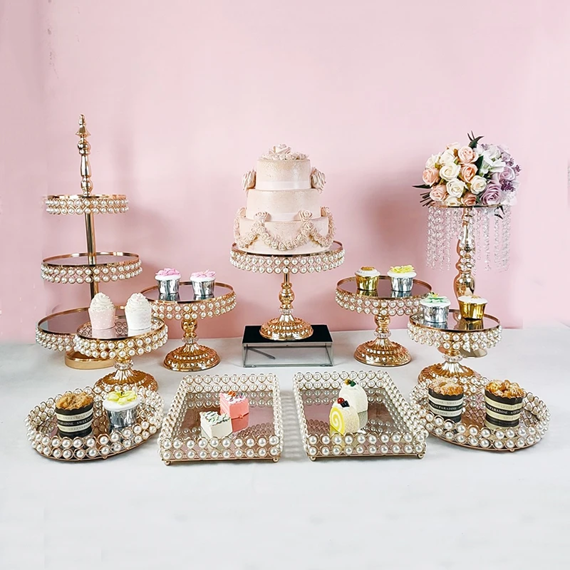 Cake Decorating Tools Crystal Cake Stand Cake Pops Pastry Supplies Set Dessert Display Stand Baking Tray Gold