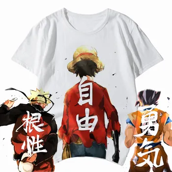 

Anime ONE PIECE T Shirt Straw hat boy luffy Shirt Freedom Spirit DRAGON BALL Son Goku T-shirt Naruto Hunter x Hunter Tee Shirt