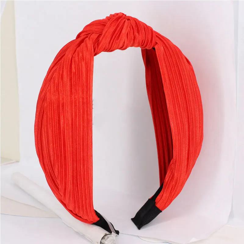 Ободки для волос с перекрученными узлами для девушек, тюрбан, Широкий Простой обруч для волос, головные уборы, аксессуары для волос, ободок - Цвет: Красный