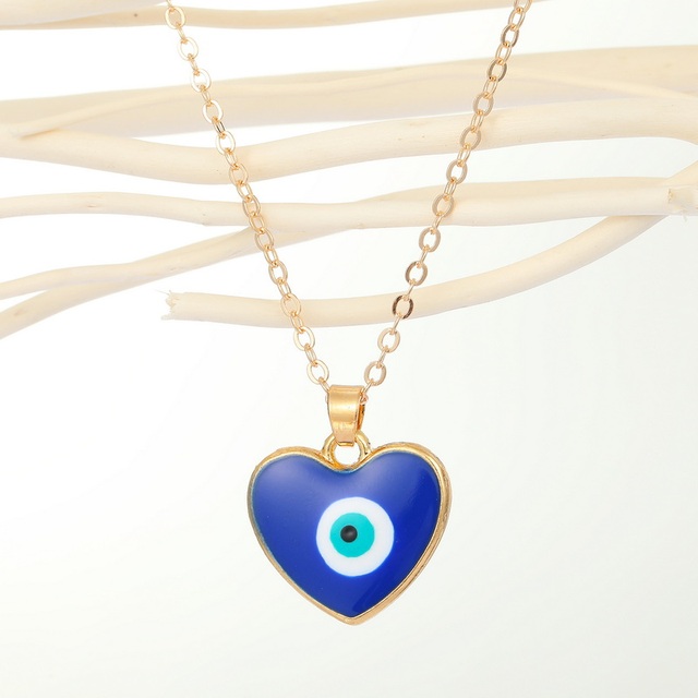 Lucky Evil Eye Pendant Necklace for Women Men Blue Resin Transparent Round Water Drop Turkish Jewelry Chain Choker Gifts