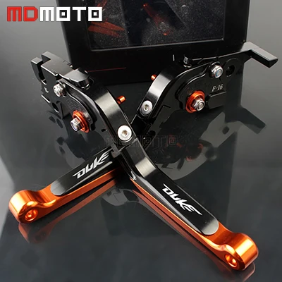 Логотип DUKE для KTM DUKE390 DUKE 390 Мотоцикл CNC регулируемые складные тормозные рычаги сцепления - Цвет: black orange