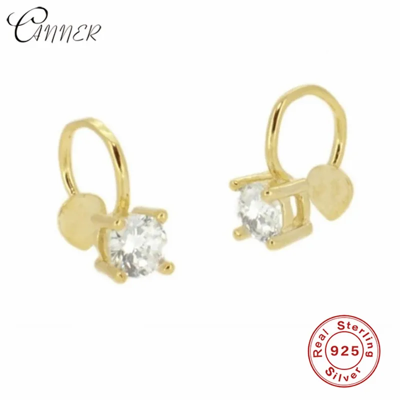 CANNER 925 пробы серебряные серьги-клипсы, Кристальные серьги-манжеты для ушей, не пирсинг, серьги для женщин, свадебные ювелирные изделия, геометрические серьги