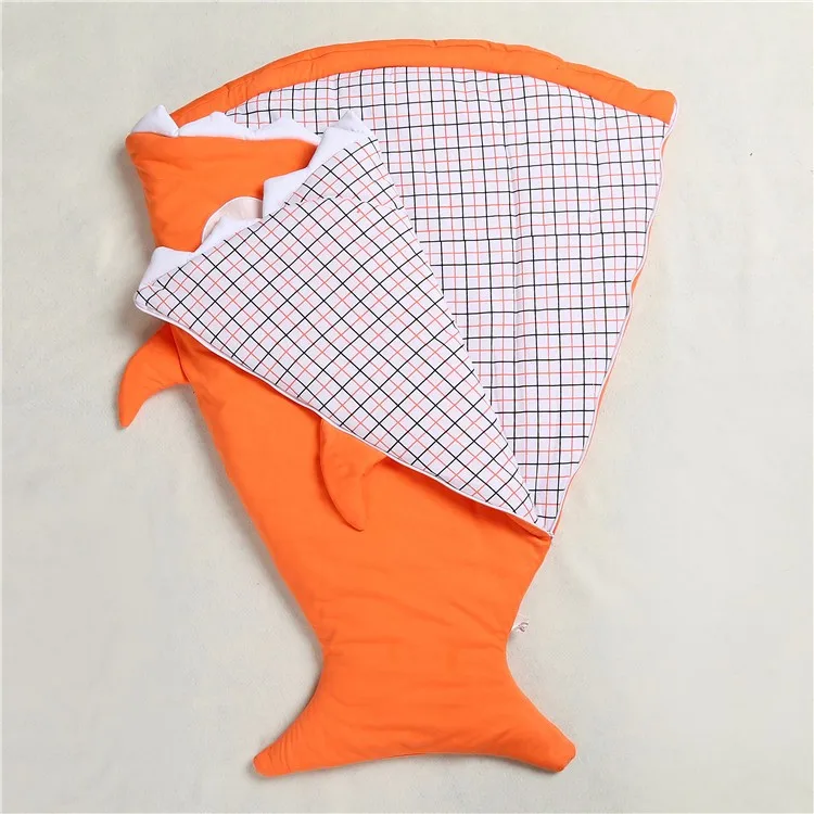 Мягкое хлопковое одеяло для новорожденных с изображением акулы и хвоста русалки, детское постельное белье, хлопковый спальный мешок для младенцев, накидка русалки