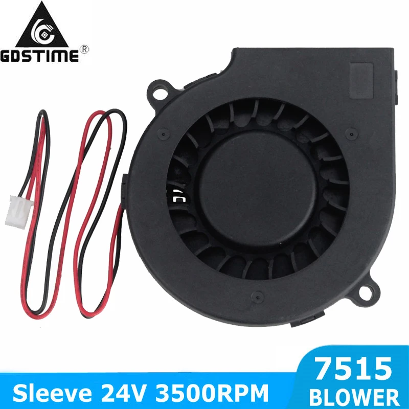 

5PCS GDSTIME DC 24V 2Pin 7515 75mm 75x75x15mm Brushless Turbo Blower Radial Cooling Fan