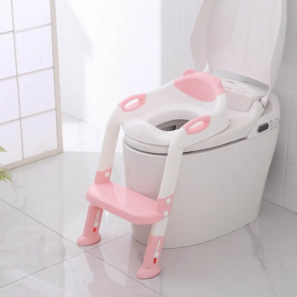 

Folding Baby Potty Infant Kid Toilet Training Seat with Adjustable Ladder Infant Toilet Training Folding Seat Baby Toilet Ladder