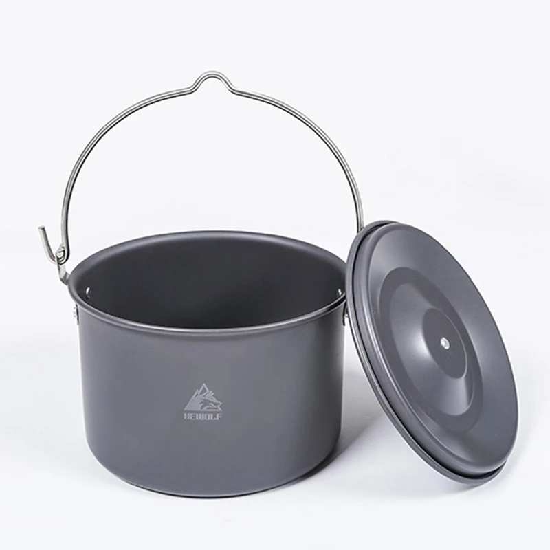 Utensílios de Mesa ao ar Livre de Alumínio Acampamento Caminhadas Viagem Pendurado Panelas Pote Cozinhar Piquenique Grande Capacidade 4l 4 viagem pendurado panelas pote cozinhar piquenique pote