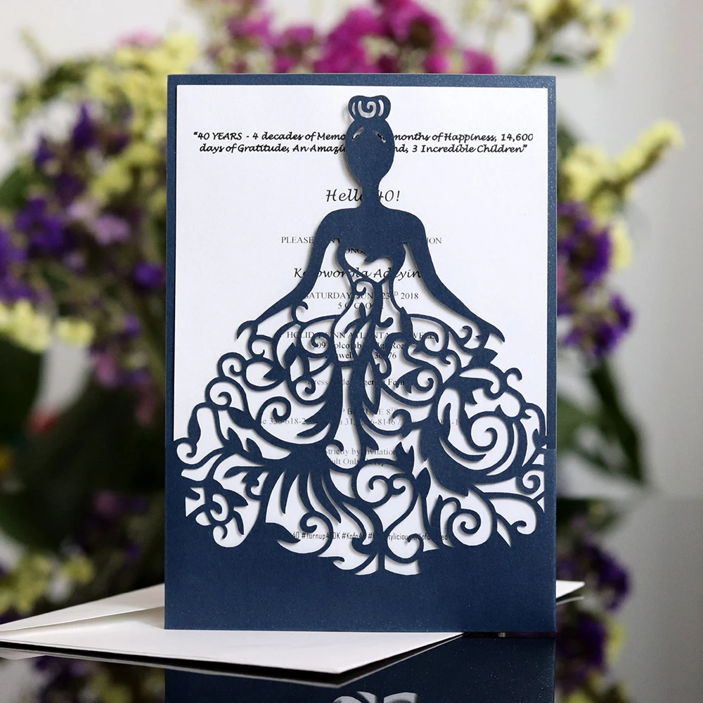  10Pcs Hollow Out Laser Cut Bride Wedding Invitation Greeting Card Personalized Wedding Party Suppli - 4000322706203