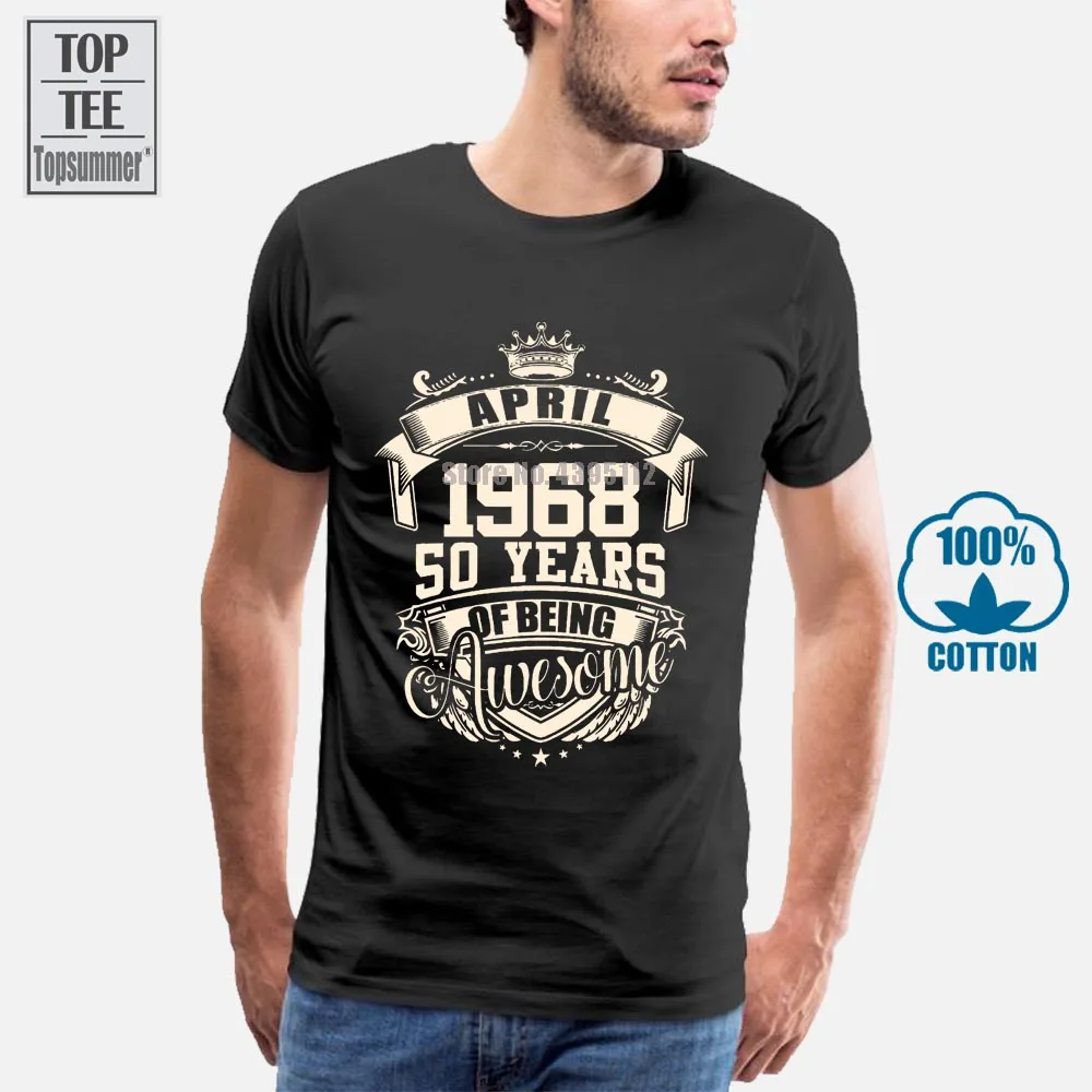 Родившиеся в октябре 1968 50 лет удивительные Винтаж Футболка с принтом человек
