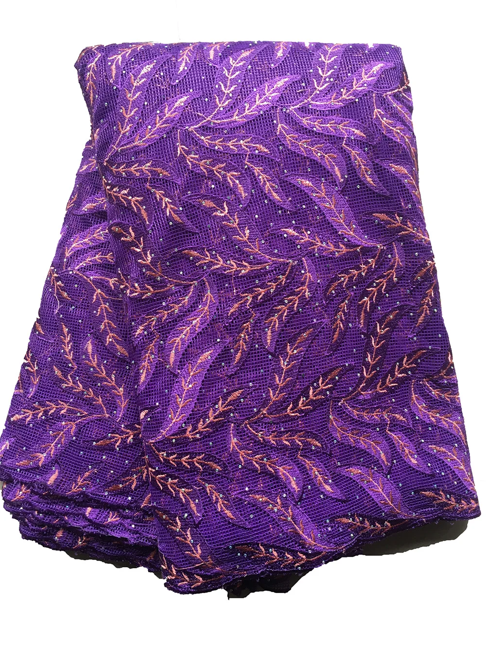 Purple lace Горячая жженая оранжевая Кружевная Ткань Свадебный Африканский шнур кружевная ткань нигерийский стиль асоби кружевной материал 5 ярдов/партия - Цвет: Purple lace