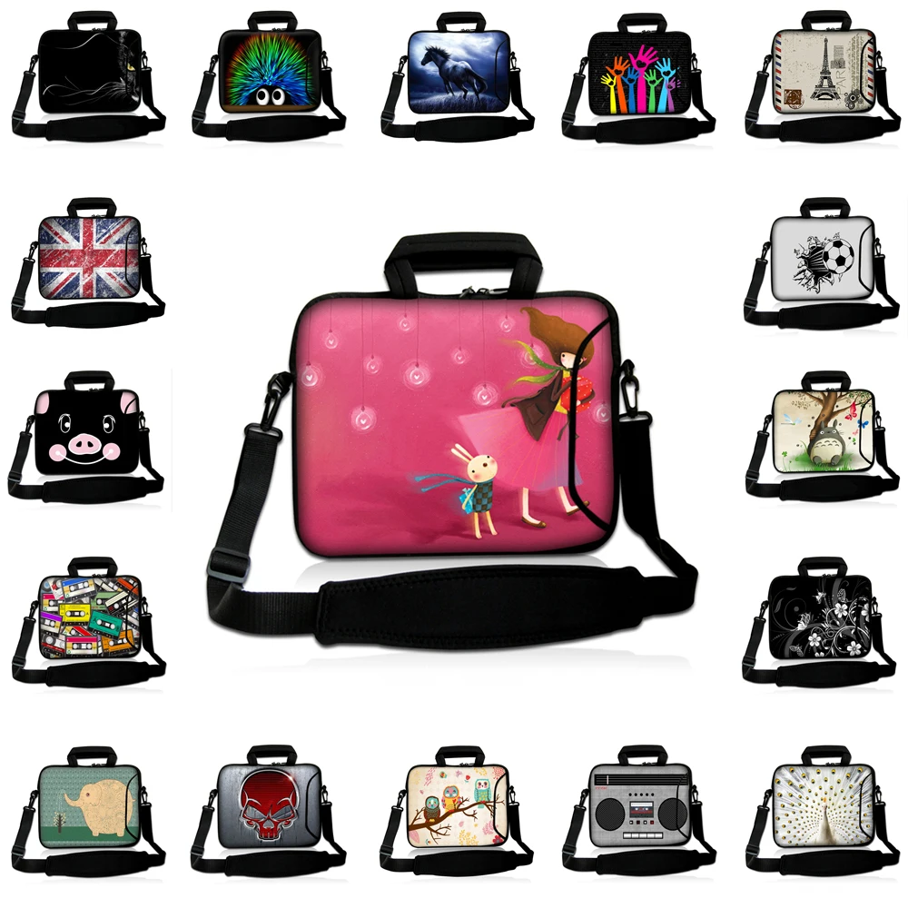 Ordinateurs Portables Bag Messenger Handle 10/12/13/14/15/17/13.3/11.6/14.1 Inch Notebook Briefcase W Shoulder Strap Carry Case