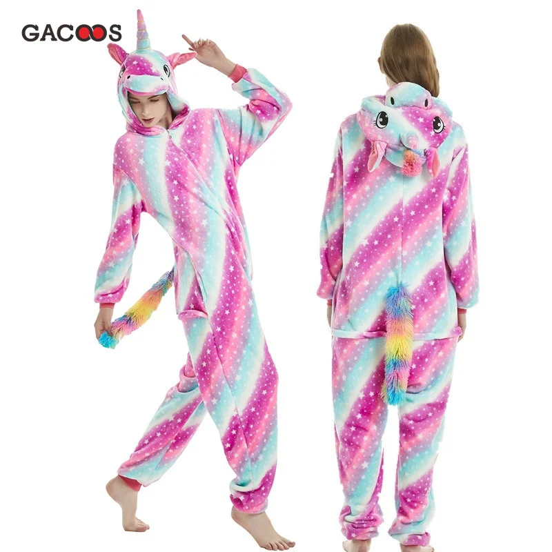 Пижамы в виде единорога для взрослых; зимняя одежда для сна; пижамы в стиле кугуруми; пижамы в виде панды; женские комбинезоны; костюм Минни Маус; комбинезон; пижамы - Цвет: rose pink star