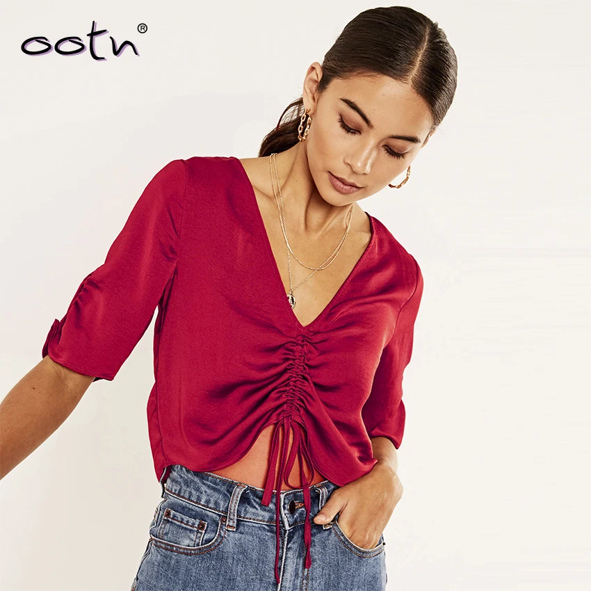 Сексуальные красные женские топы и блузки OOTN с коротким рукавом Женская