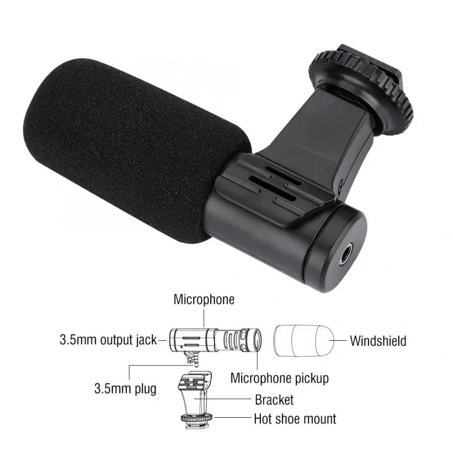 Mcoplus MIC-06 мини микрофон для мобильного телефона с 3,5 мм аудио интерфейсом 100-16000 Гц для камеры мобильного телефона