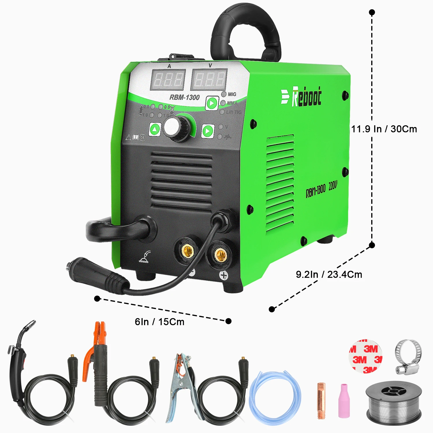 Equipo de soldadura REBOOT MIG1300 MMA MAG 220V con accesorios