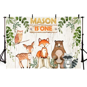 

Photography Backdrops Forest Woodland Baby Shower Backdrops Animals Fox Woodland Party Banner Background Photography