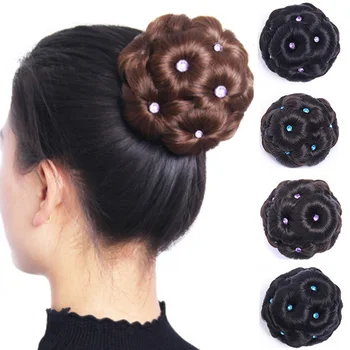 

New Women Donut Hair Bun Clip In Extensions Synthetic High Temperature Fiber Hairpiece SCI88