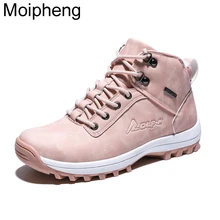 Moipheng/женские зимние ботильоны; зимняя теплая плюшевая обувь на танкетке и резиновой платформе; пикантная розовая Женская обувь из искусственной замши на шнуровке; Botas Mujer