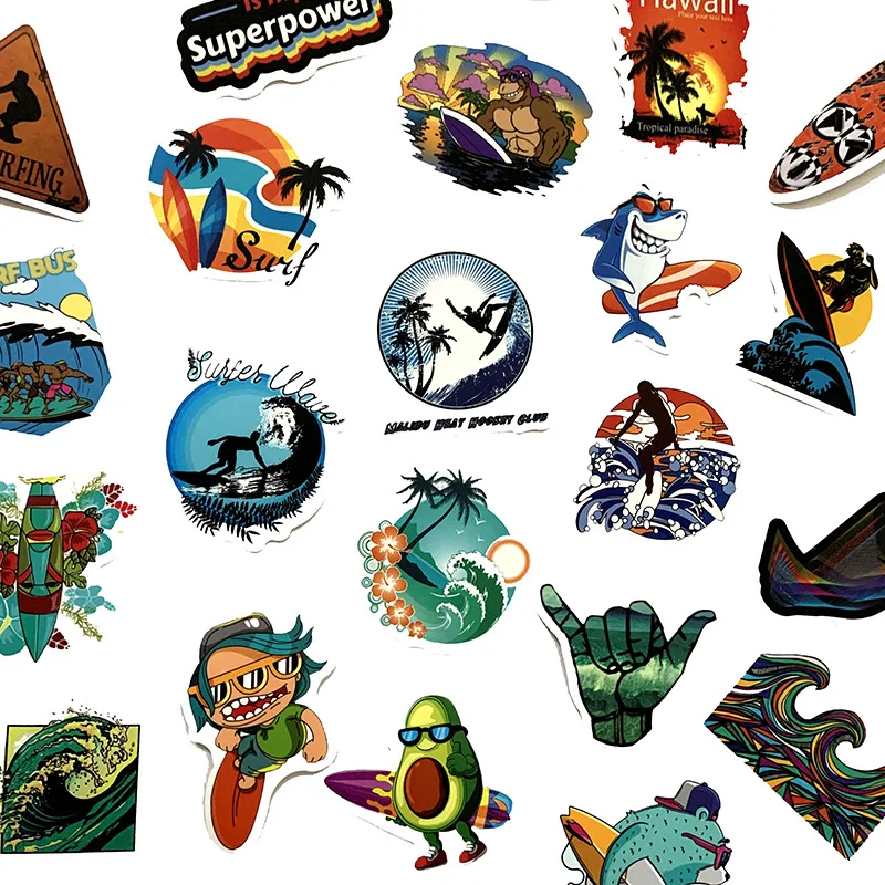 10/30/50Pcs Sea Sports Surfing Stickers For Suitcase Skateboard Laptop Luggage Fridge Phone Car Styling DIY Sticker
