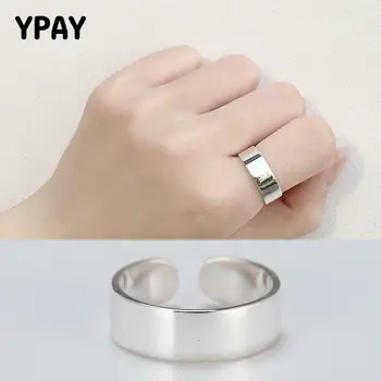 

YPAY Genuine 925 Sterling Silver Smooth Figure Rings Women Simple Vintage Chai Silver Ring Fine Jewelry Drop Shipping YMR117
