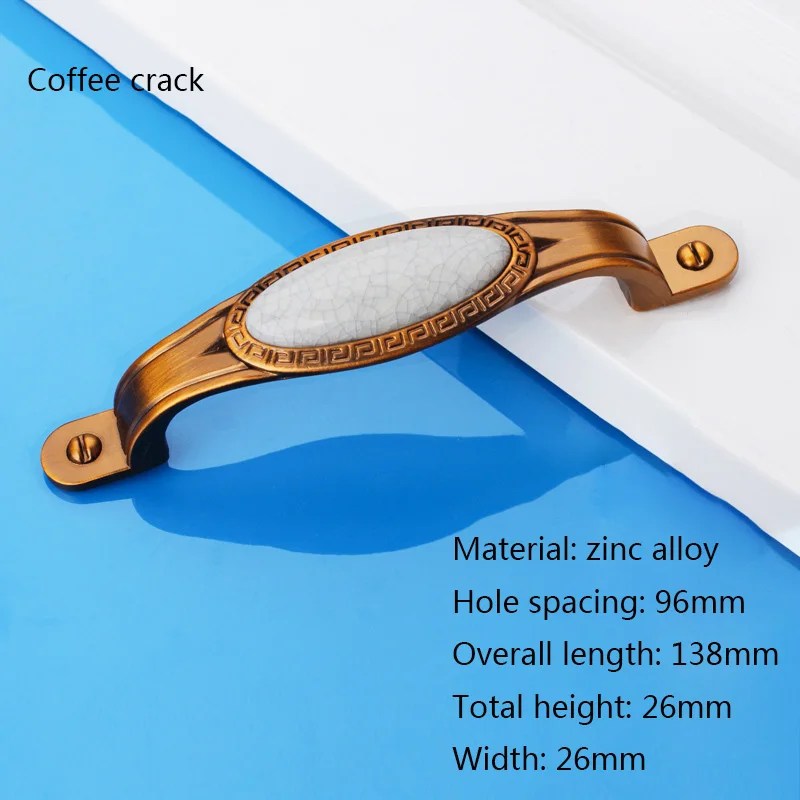 Crack CC96MM Классические керамические ручки Серебристые китайские керамические ручки и ручки Ретро Ручки для шкафа ручки для комода - Цвет: Crack CC96MM