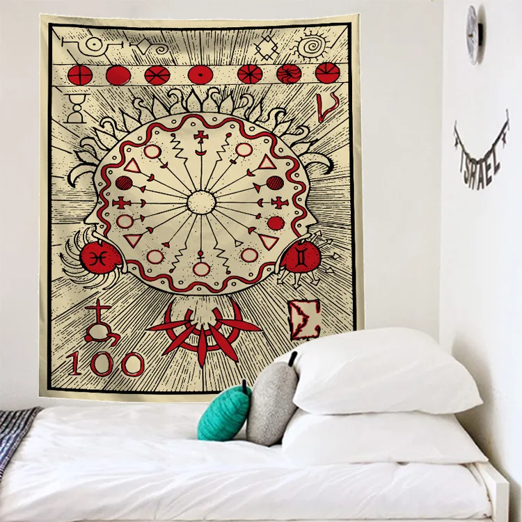 

Tapestry Tarot Divine Mandala Tapestry Hippie Boho Decor Psychedelic Macrame Wall Hanging Witchcraft Wall Cloth Tapestries Throw