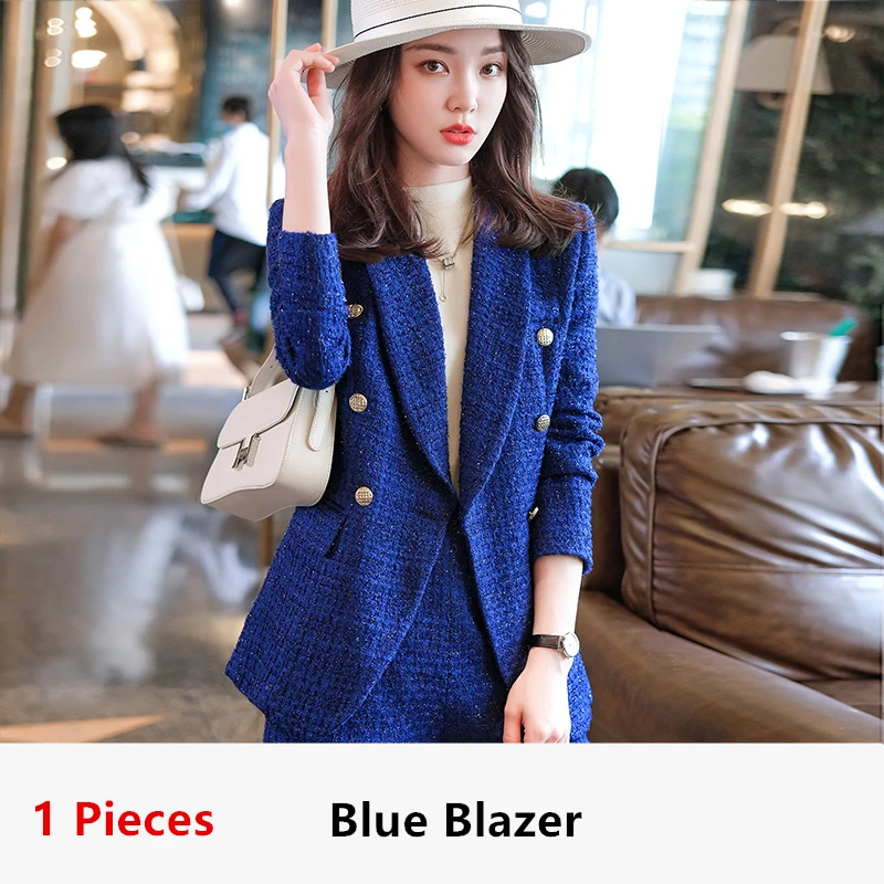 Boliyae Suit with Shorts for Women Spring and Autumn New Plaid Tweed Long Sleeve Blazer Sets Fashion Double Breasted Jacket Tops lounge sets Women's Sets
