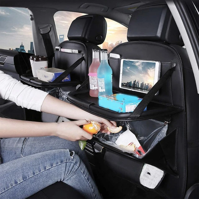 Organisateur de siège arrière de voiture pliable, multifonctionnel, noir,  support de rangement de siège arrière, plateau pour véhicules