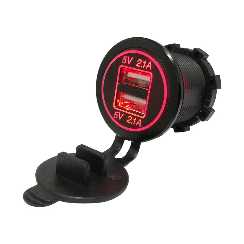 С принтом Тачки Moto Зарядное устройство USB 12/24V черный Водонепроницаемый Авто
