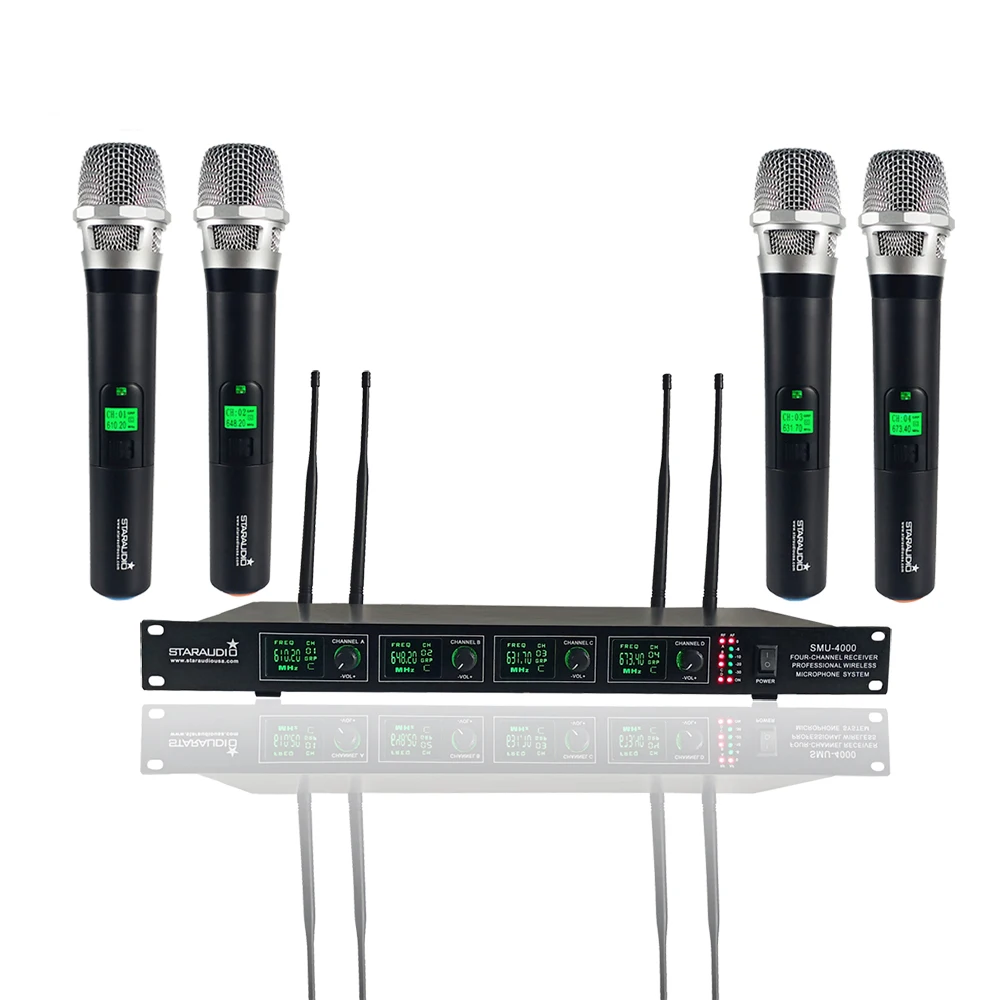 Professional UHF wireless microphone handheld microphone stage 4CH