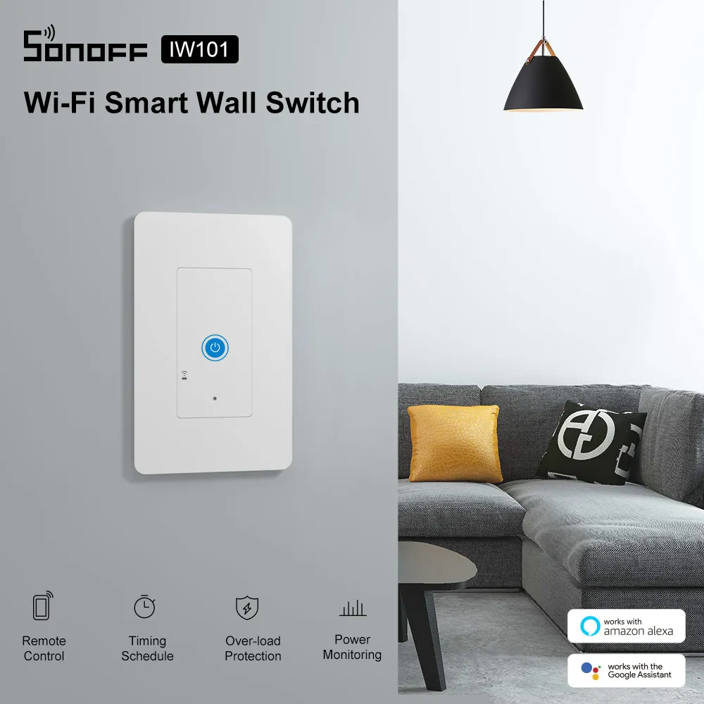 Умная настенная розетка ITEAD Sonoff IW101/IW100 с Wi Fi энергосберегающая защита от