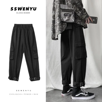 

Autumn New Overalls Men's Fashion Solid Color Casual Multi-pocket Tooling Trousers Man Streetwear Hip-hop Loose Straight Pants