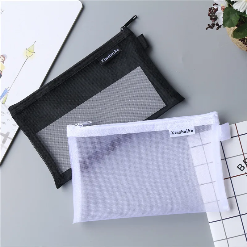 

Pencil Bag Transparent Mesh School Pencil Case Large Capacity Nylon Pen Bag Case For Kid Gift Office Supplies Creative Papeterie