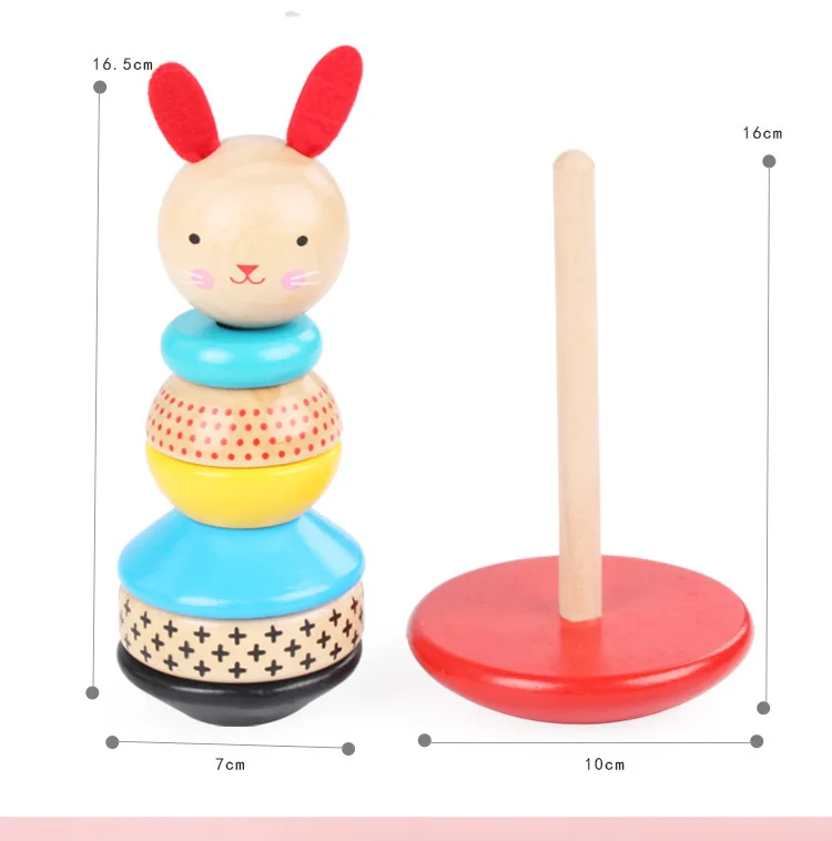 Кролик деревянная игра «Дженга» Игрушки полотенце Стек-ап Радужная башня игрушка Монтессори обучающая помощь обучающая игрушка для раннего ребенка