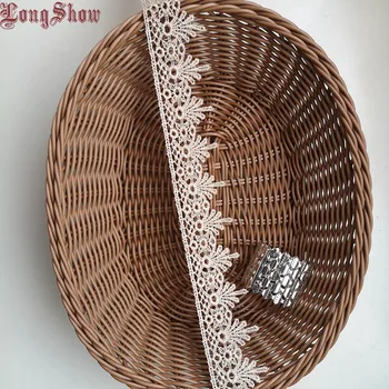 

1lot 15 Yards 4cm Wide Light Coffee Color Pure Polyester Embroidered Lace Trimming DIY Sewing Accessories