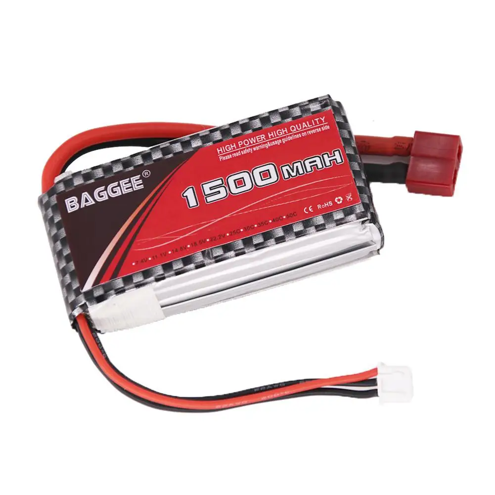Kuulee 1 шт. BAGGEE Высокая скорость разрядки 25C 2S 7,4 V 1500MAH литиевая батарея совместима для RC автомобилей Лодка Дрон и пересечение струи