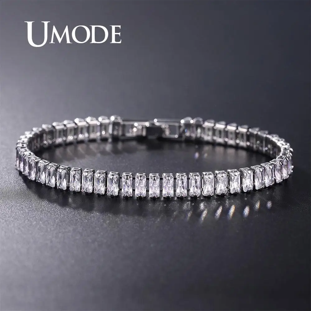 

UMODE Luxury Cubic Zirconia Tennis Bracelets Chain Crystal Wedding Bracelet For Women Men Silver Bracelet Jewelry UB0181A