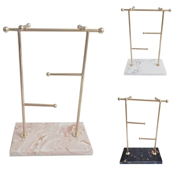 

Nordic Marble Jewelry Rack Creative Electroplated Iron Storage Dressing Room Decoration Finishing Rack