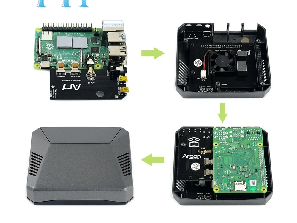 Raspberry Pi 4 B ARGON ONE+ алюминиевый чехол Корпус адаптера пластины Охлаждающие вентиляторы