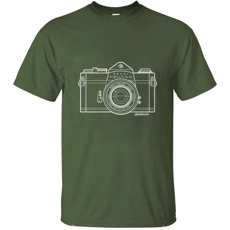 Новейшая комическая Asahi Pentax 35 мм белая камера линия искусство Винтажная Футболка мужская женская унисекс крутая Мужская s Футболка против морщин Awesome