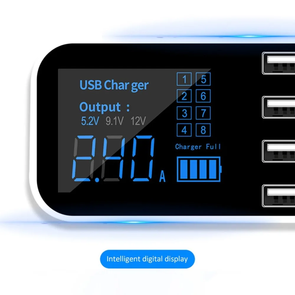 A9S мульти быстрое зарядное устройство USB зарядка несколько 8 USB телефон зарядная станция Универсальный usb-хаб зарядное устройство светодиодный дисплей