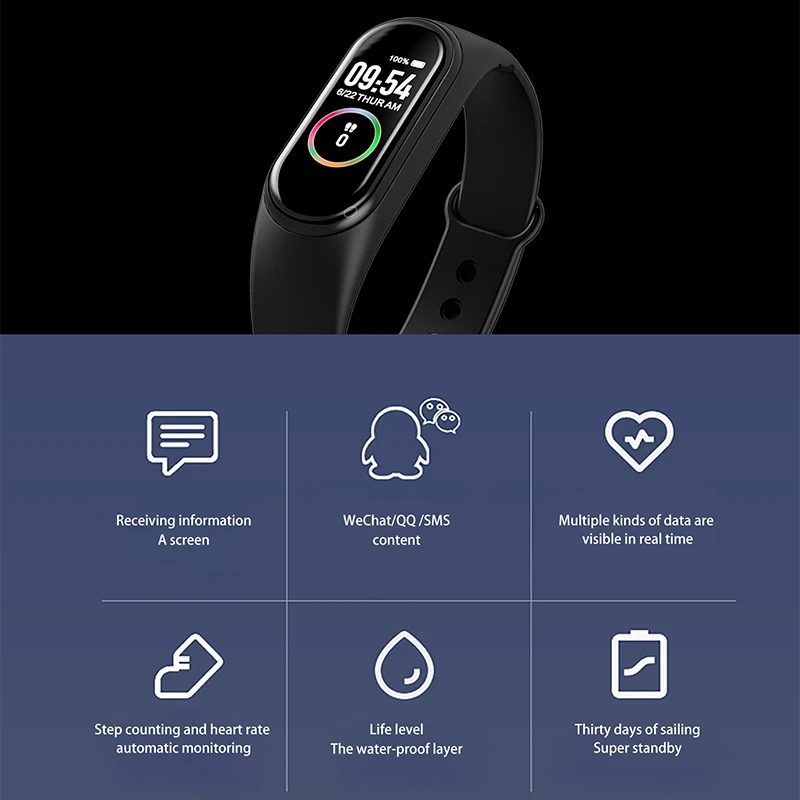 M4 браслет Smartband спортивный браслет Flim часы монитор сердечного ритма фитнес трекер активности кровяное давление Bluetooth Smartwatch