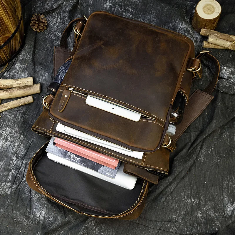 leather business backpack