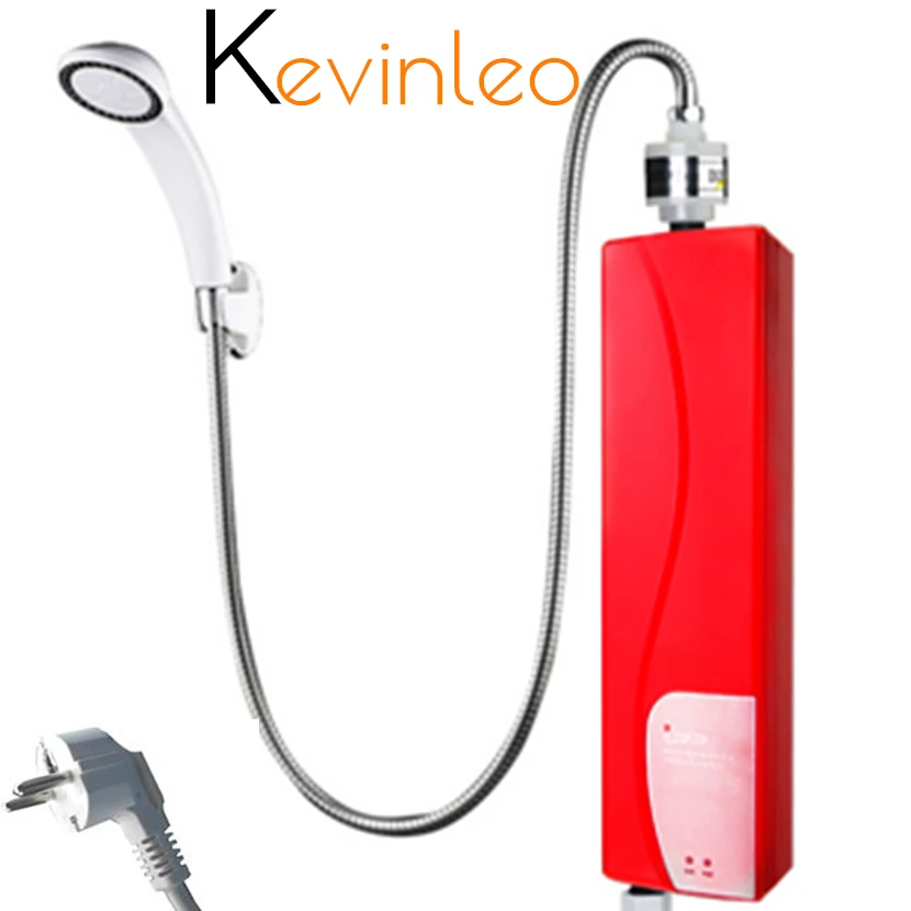 Calentador de agua eléctrico instantáneo para ducha, sin depósito, 220V, 3000W, enchufe europeo